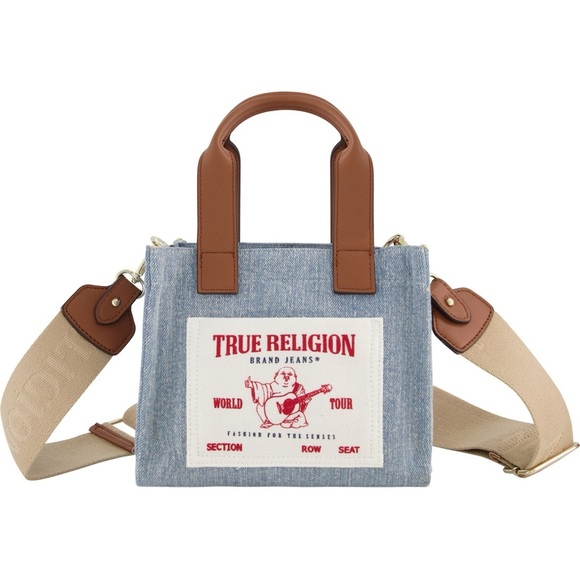 True Religion Mini Canvas Denim Tote Bag - Picture 1 of 13